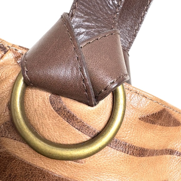 bag tote shoulder large MONTINI leather brown tan sack travel 18x14x12 unlined - Picture 8 of 16